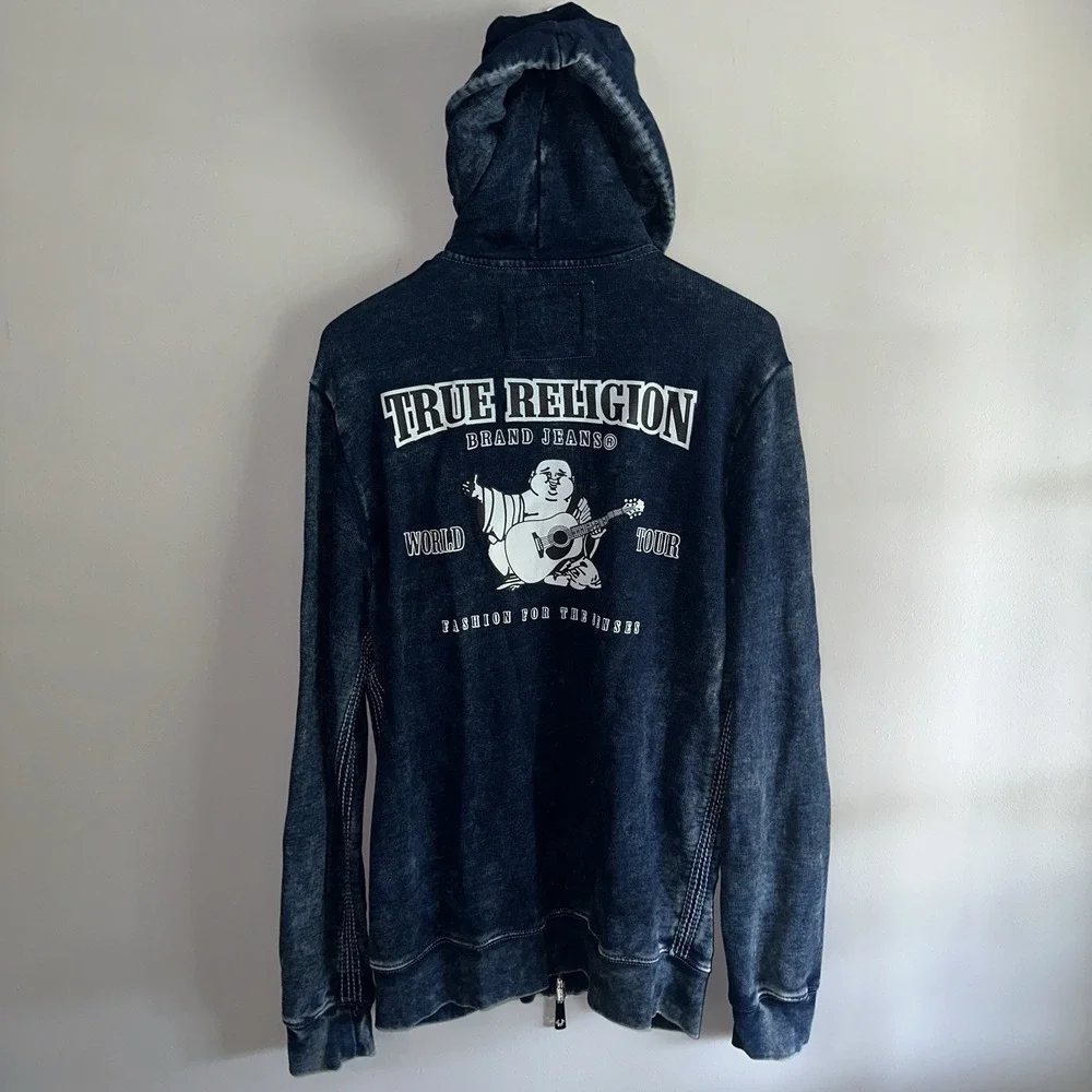 TRUE RELIGION Mens S Blue Buddha World Tour Zip Hoodie Mean Girls Broadway